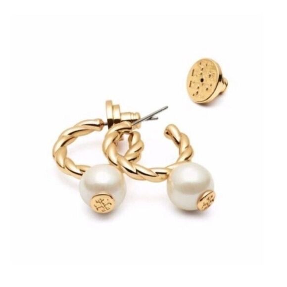 NWOT Tory Burch Gold Rope Pearl Dangle Earring’s - Picture 2 of 6
